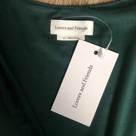 LOVERS+FRIENDS NWT Sexy Green Sexy Deep V Neck High Low Maxi Party Dress $178 M